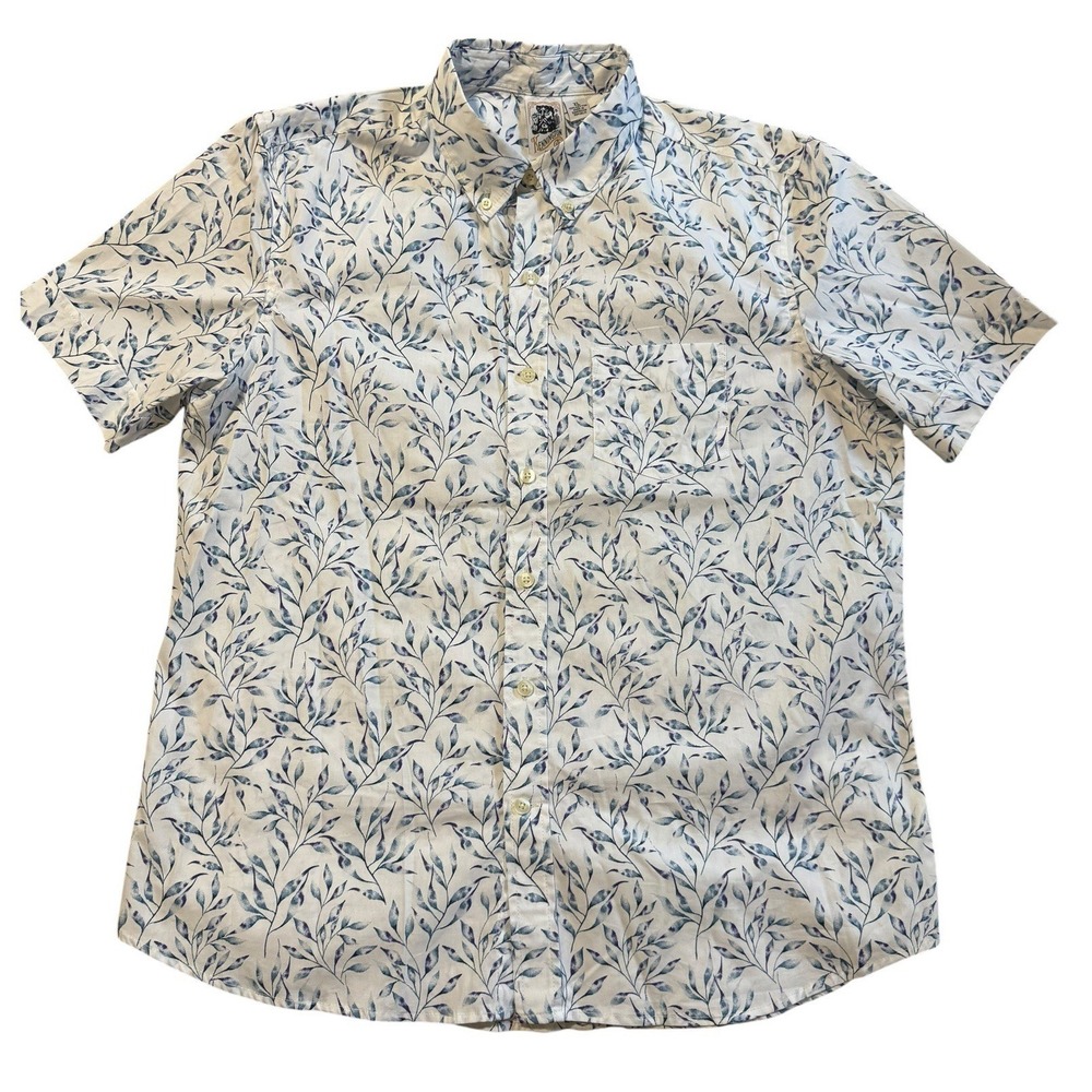 Kensington Men's Short Sleeve Button Down Shirt 100% Cotton Vine Print Size XL